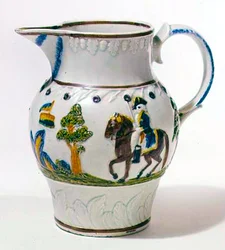 Prattware Jug and Tea Caddy